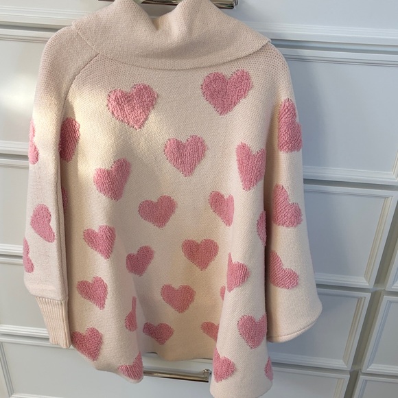 SAACHI Pink Heart Pattern Sweater Poncho - Picture 2 of 3